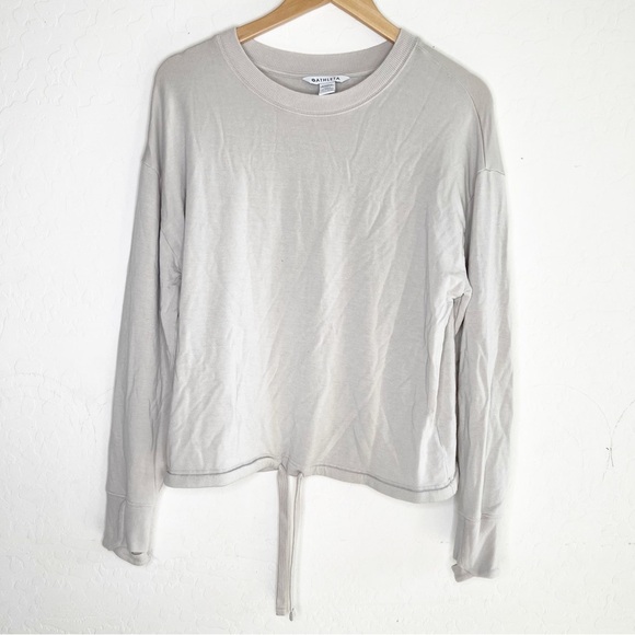 ATHLETA Light Beige Marina Crew Neck Drawstring Sweatshirt - Picture 3 of 8